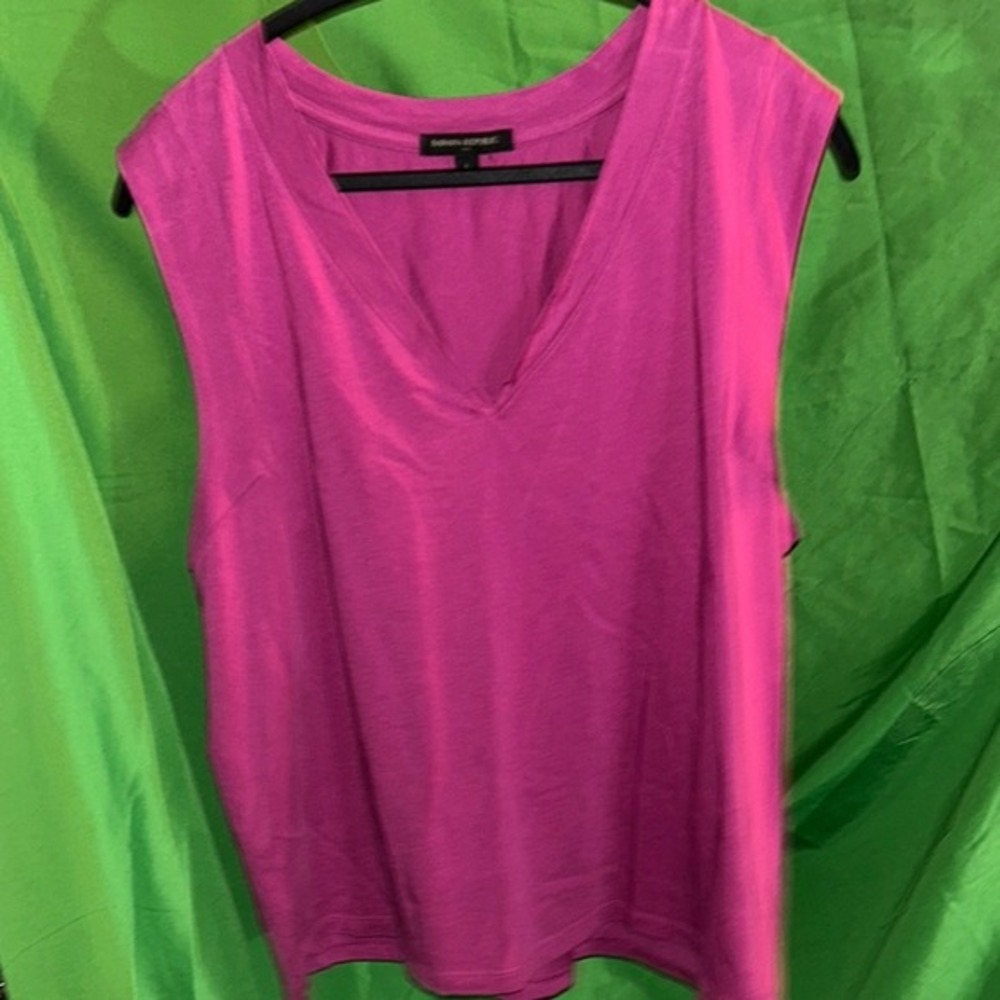 Banana Republic Hot Pink Supima Cotton V Neck Sleeveless Top L